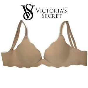Victoria's Secret Very Sexy Push-Up Bra 32B Nude Leopard inside Scalloped Edge